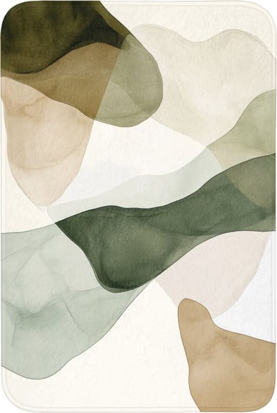 Badmat 60x90 cm - Antislip - Japandi - Abstract - Groen - Badmatten voor badkamer - Badkamermat - Douchemat - Badkamer mat