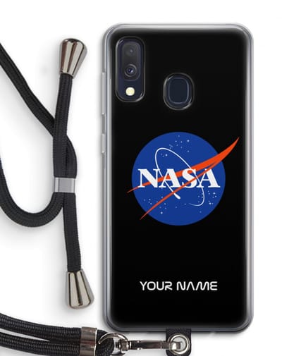 Gepersonaliseerd - Case Company® - Hoesje met koord geschikt voor Samsung Galaxy A40 hoesje met Koord - NASA - Telefoonhoesje met Zwart Koord - Bescherming aan alle Kanten en Over de Schermrand