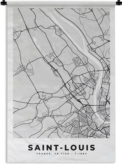 Wandkleed - Wanddoek - Plattegrond - Kaart - Stadskaart - Frankrijk - Saint-Louis - 120x180 cm - Wandtapijt