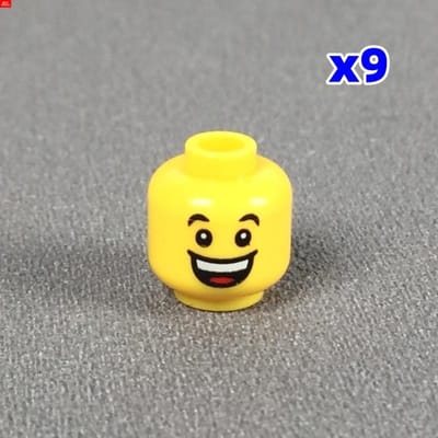 9 stuks MOC Blokken 8034 8046 Tijdloze lachende gezichtsuitdrukking 4cm Figuur Gezicht Bedrukt Hoofd Gemonteerde Bouwstenen Kinderspeelgoed