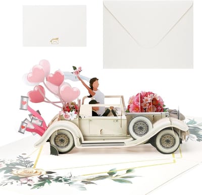 Handgemaakte 3D Pop-Up Trouwrkaart met Envelop voor Valentijnsdag, Verloving en Jubileum - 15 x 20 cm
