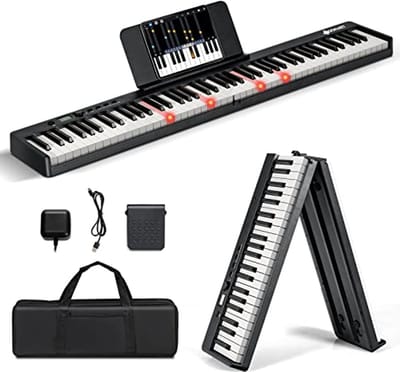 Digitale Piano met 88 toetsen, Draagbaar Toetsenbord met Bluetooth, 128 Ritmes en 20 Demosongs