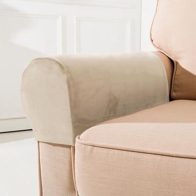 Stretch Fluweel Grijs Bank Armleuninghoes Voor Woonkamer Stofdicht Stoel Kruk Armleuning Beschermer Handdoek Meubeldecoratie 2 stuks 1 pair kameel