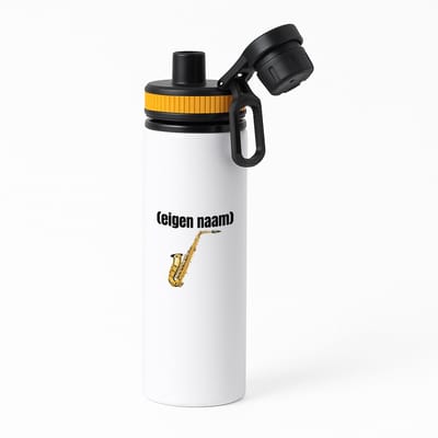 Hacebo® - saxofoon met eigen naam waterfles met draaidop oranje - Saxofoon - muziek liefhebbers - iemand die houdt van saxofoons - verjaardag - cadeau - kado - water fles - 850ML
