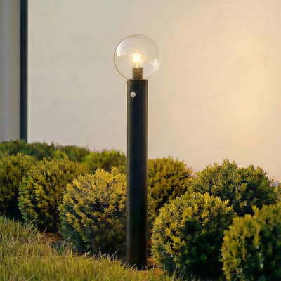 Lindby - Padverlichting, zuillampen - 1licht - Glas, aluminium - H: 90 cm - E27 - transparant, zwart
