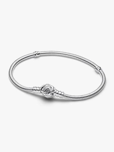 Fler® | Bedelarmband met roos - maat 18 | Zilveren armband | 925 sterling zilver | geschikt voor alle populaire bedel collecties (standaard - 3mm) | Elegante dames armband | Valentijnsdag Cadeau | Sinterklaas kado | Kerstcadeau | Verjaardagsgeschenk