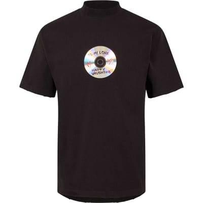 Balenciaga Heren Korte Mouwen Valentijnsdag T-Shirt (Gewassen Zwart)
