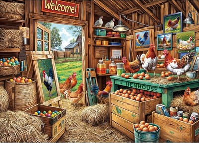 Puzzel - Kippenhok - 70 x 50 cm - 1000 Stukjes van Gerecycled Karton - Voor Volwassenen en Gezinnen