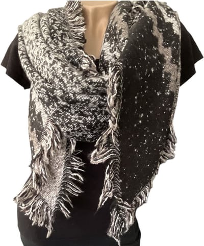 Lange Warme Sjaal - 2-Zijdig - Zwart - Khaki - 180 x 70 cm (XR-6)