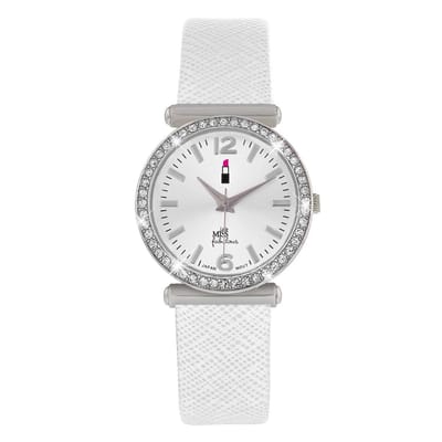Lucardi Kinder Little Miss Fabulous horloge met witte PU band - Horloge - PU leer - Wit - 30 mm