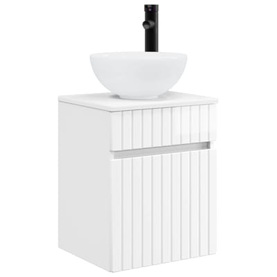 vidaXL - Wandgemonteerde - wastafelmeubel - Hoogglans - Wit - 39 - x - 35 - x - 63 - cm