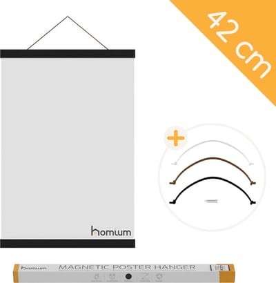 Homium Posterhanger 42 cm - Zwart hout - poster ophangsysteem - Posterlijst - Posterhouder - 40 cm
