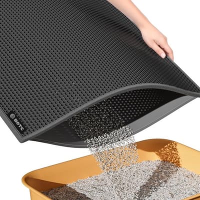 BOTC Kattenbakmat XL - Dubbellaags - 60x45 cm - Waterdicht - Urinebestendige Opvangmat - 1 stuk - Zwart