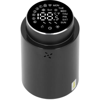 Vanne de radiateur thermostatique intelligente, vanne de contrôle de température programmable de remplacement pour la maison black