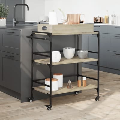 vidaXL - Keukentrolley - 81,5x41x92,5 - cm - bewerkt - hout - sonoma - eikenkleurig