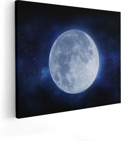 Artaza Canvas Schilderij Sterrenhemel - 50x40 cm - Wanddecoratie Maan - Muurdecoratie Ruimte - Schilderijen Op Canvas