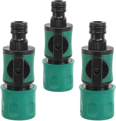 Allecto - Set van 3 Waterkoppelingen met Schakelaar - Universele Tuinslangverbinder 1/2 Inch, Snelle Aansluiting en Regulator