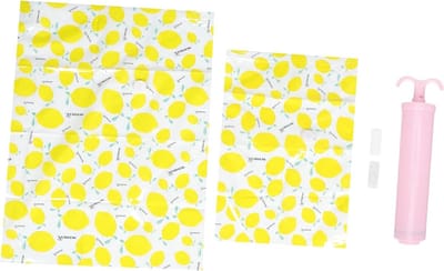 Kleding Opbergzakken - Vacuüm Zakken - Ruimte Besparen - Inclusief Handpomp - 80x60cm - Geel