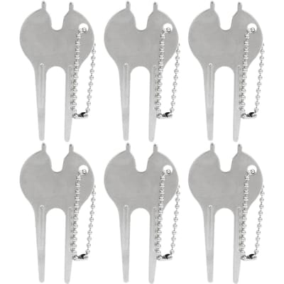6 Pièces Outil de Divot de Golf Vert Portable Alliage de Zinc Fourchette de Réparation de Gazon Accessoire Marqueur de Balle