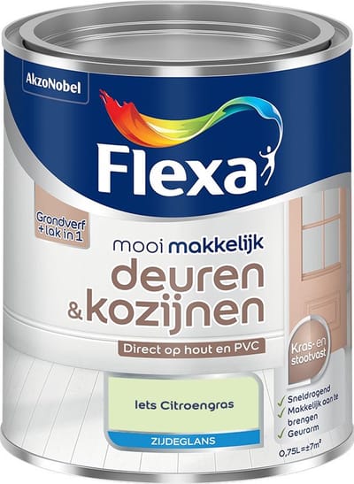 Flexa - Mooi Makkelijk Deuren & Kozijnen Zijdeglans - Iets Citroengras - Mengverf - 750 Ml