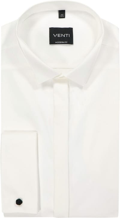 VENTI modern fit smoking overhemd - popeline - beige - Strijkvrij - Boordmaat: 40 (EU maat: M)