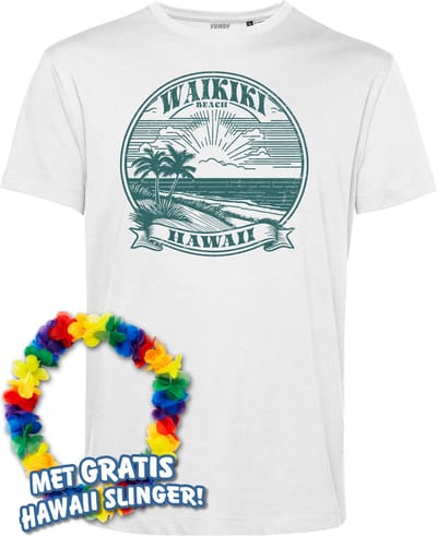 T-shirt Waikiki Beach | Toppers in Concert 2024 | Club Tropicana | Hawaii Shirt | Ibiza Kleding | Wit | maat XS