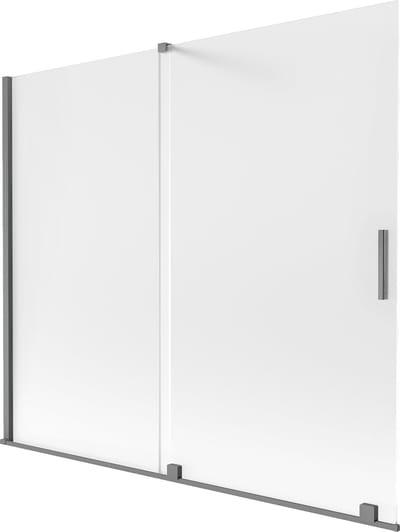 Mexen Velar badwand 2-delig schuifbaar 180 x 150 cm, ijsbloem, gun metal - 896-180-000-31-95