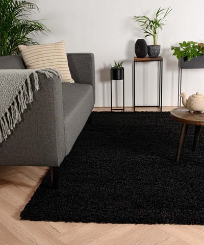 Hoogpolig vloerkleed - Shaggy Trend zwart 60x110