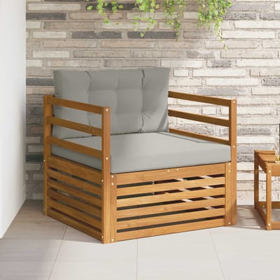 vidaXL Tuinbank Massief Acaciahout en Polyester Naturel en lichtgrijs