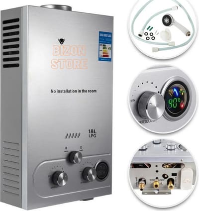 Bizon® Propaan - Boiler - LPG Geiser 6 Liter / minuut Boiler - Ideaal Voor Camper - Caravan - Boot - Camping - Snel Heet Water - Inclusief Douche