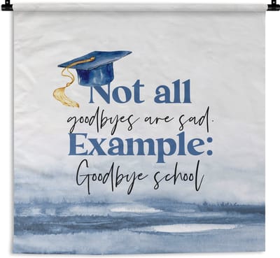 Wandkleed - Wanddoek - Afstuderen - Diploma - Studenten - Quotes - 180x180 cm - Wandtapijt