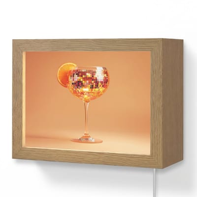 Wandlamp 20x15 cm - Oplaadbaar - Drank - Oranje - Glitter - Disco - Wandlampen binnen woonkamer - Slaapkamer lamp met kabel - Decoratieve nachtlamp - Vloerlamp snoer