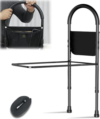 Bedhek - Veiligheidsbeugel - Veilig in bed - In hoogte verstelbaar - 77-107 cm - Zwart
