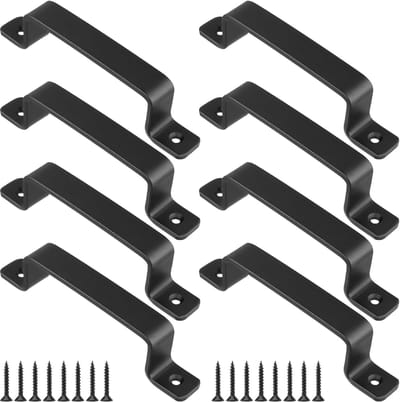Dailygoods- Schuifdeurgrepen 8-delig - Zwarte Handgrepen - IJzeren Poortgreep - Bevestigingsschroeven - Robuuste Constructie - Tijdloos Design