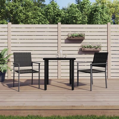 vidaXL - 3-delige - Tuinset - met - kussens - poly - rattan - en - staal