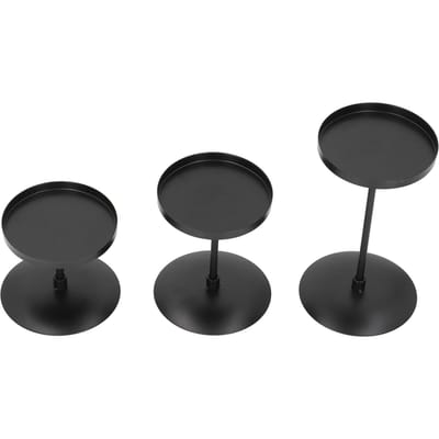 3 stuks Pilaar Kaarsenhouder Zwart Dubbelzijdig Zwarte Pianolak Roestwerend IJzer Pilaar Kaarsenhouder black