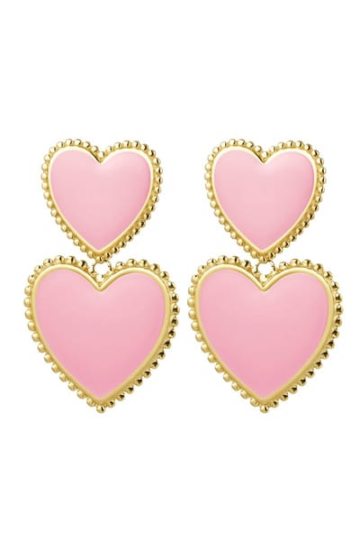 Yehwang | Oorbellen 2 x hart - Roze & Goud | Cadeau voor vrouw