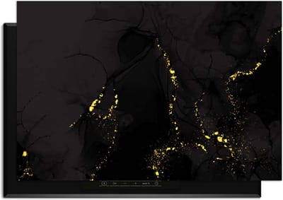 KitchenArt - Black Marble Gold – Inductie Beschermer - 90x50 cm - Kookplaat Beschermer - Luxe Afdekplaat Inductieplaat - Anti-slip & Oprolbaar - Beschermmat Inductiekookplaat