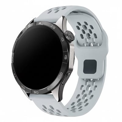 Siliconen bandje - geschikt voor Garmin Venu (2 Plus) / Venu SQ (2) / Vivomove (Style - Sport) / Vivoactive 3 / 5 / 6 / Forerunner 55 / 165 / 245 / 645 / 570 - 42mm - gaatjes - grijs