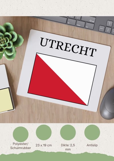 Akyol - utrecht Muismat - Utrecht - toeristen - stad - vlag - geschenk - cadeau - kado - 23 bij 19 cm