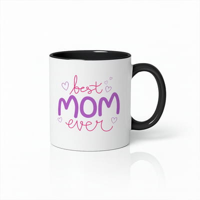 Zwart-Witte “Best Mom Ever” Mok 330 ml – Schattige Hartjes Koffiemok – Perfect Moederdag Cadeau voor Mama