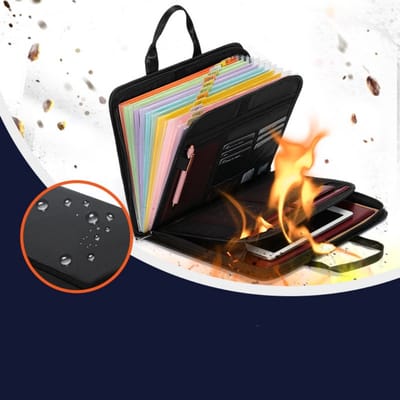 Documentenmappen - Brandwerende opvouwbare documentenorganizer - Mappen met handgrepen - 13 vakken - Transparante uitvouwbare mappen - Ritssluiting en tabbladen - Papieren mappen met meerdere vakken - Voor A4-documenten