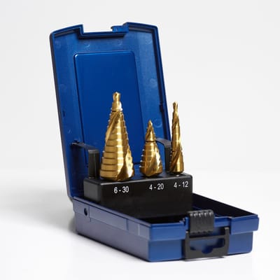 HSS Spiraal Trapborenset - trappenboor - trapboor - stappenboor – TiN Coating – 4-12mm / 4-20mm / 6-30mm