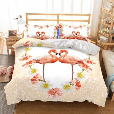Roze Flamingo Beddengoed Collectie Enkel Twin Volledig Queen King Maat Flamingo Bed Collectie Volwassen Kinder Slaapkamer Dekbedovertrek Collecties 3D Anime 013 US Twin(172x218cm)