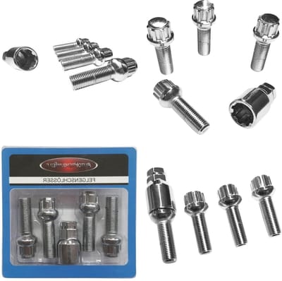 Velgslot Set - Wielborgbouten - Velgen Beveiligen - Gehard Staal 10.9 - M14 x 1.5 x 35mm - Zilver