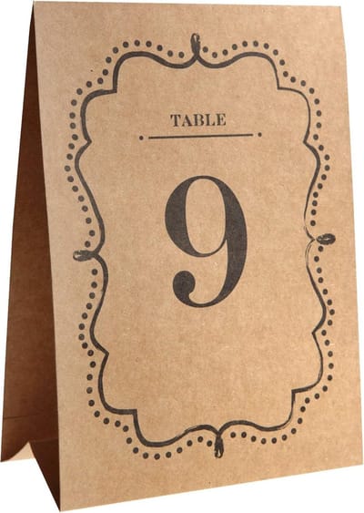 Tafelkaarten Set - Genummerde kaarten - Feestelijke decoratie - Vintage design - 10 stuks - Kraft