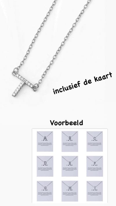 Akyol - Ketting met letter - letter T - Zilverkleurig ketting - letter T ketting - letter ketting - vrienden - ketting - Geschenk - Cadeau – verjaardag - Liefde – Vriendschap – 25 cm