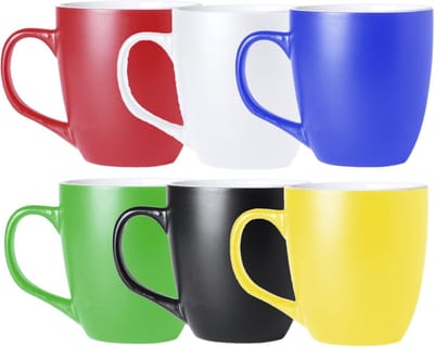 Bellatio Design Koffie mokken/bekers Artista - 6x - keramiek - met oor - multi kleuren - 440 ml