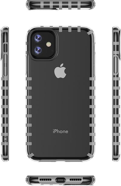 ShieldCase Gestreepte transparante case geschikt voor Apple iPhone 11 hoesje met Privacy Glas Screenprotector - Gestreept Design Hoesje - Trendy hoesje - Duurzaam materiaal - Lichtgewicht Telefoonhoes