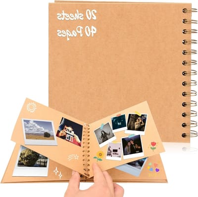 Creatief Fotoalbum met 20 Bladen, Ringband Scrapbook van 17 x 17 cm, Perfect als Cadeau voor Verjaardag, Afstuderen of Valentijnsdag